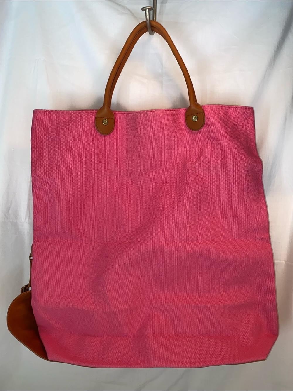 Brooks Brothers Canvas Tote Bag with Leather Handles - Pink